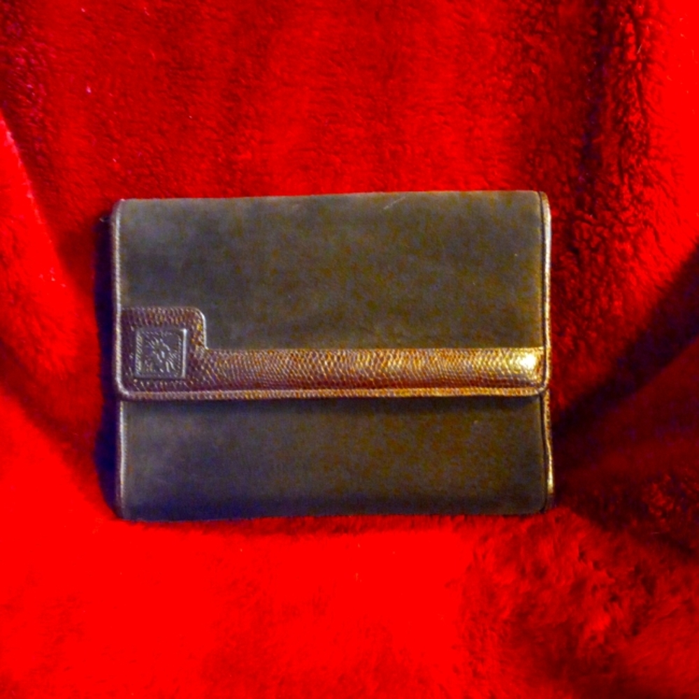 Anne Klein for Calderon brown suede with leather trim clutch.